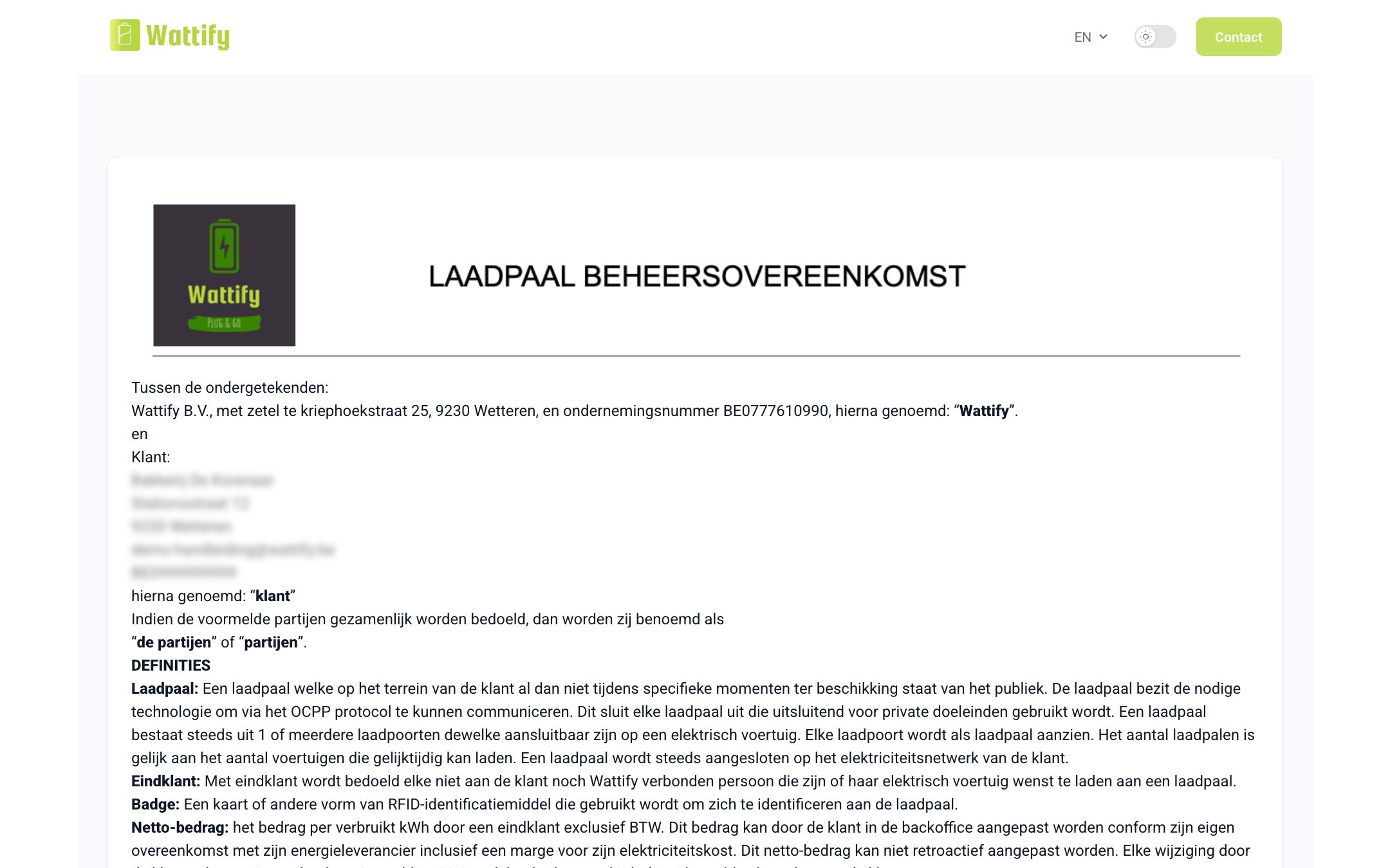 The page with the management agreement